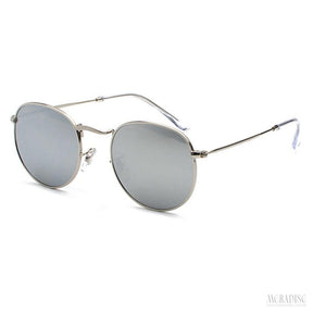 Óculos de Sol Retrô Metal UV400, Cinza  - Meradise 