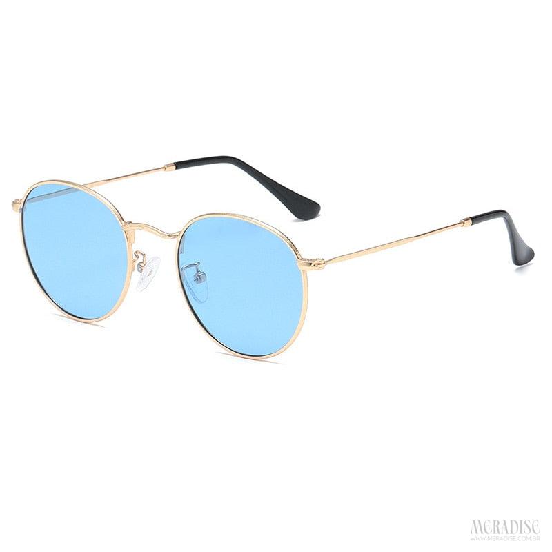 Óculos de Sol Retrô Metal UV400, Azul - Meradise 