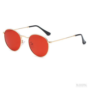 Óculos de Sol Retrô Metal UV400, Vermelho - Meradise 