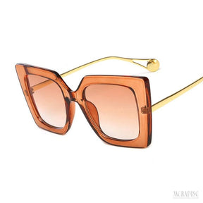 Óculos de Sol Feminino Vintage UV400, Marrom Claro - Meradise 