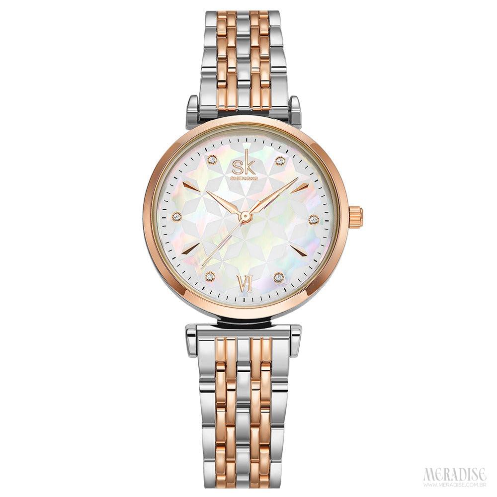 Relógio de Pulso Feminino Noelle Drew, Rose Gold - Meradise 