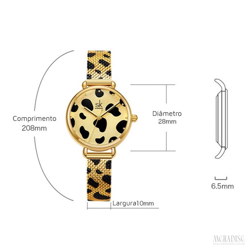 Relógio Feminino Leopard Print, Dourado - Meradise 21