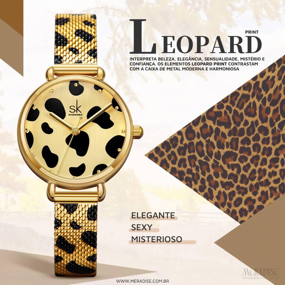 Relógio Feminino Leopard Print, Dourado - Meradise 2