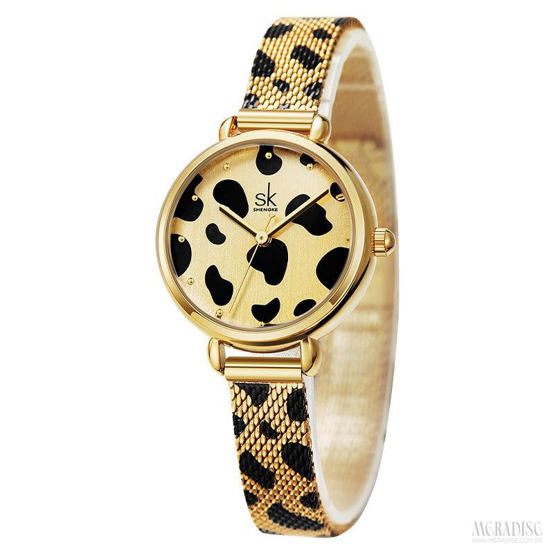 Relógio Feminino Leopard Print, Dourado - Meradise 5